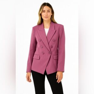 GREY LAB Double-Breasted Pink Blazer